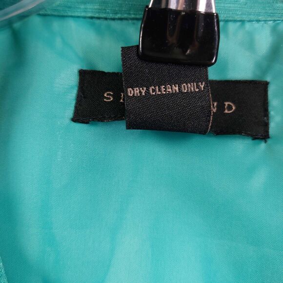 Silkland Embroidered Jacket Large Teal Green 100% Silk Floral Blazer Belted - Picture 10 of 10